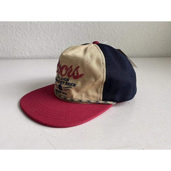 Coors Golden Banquet Beer Twill Rope Hat Tan Blue Red Retro SnapBack NEW - Picture 4 of 12